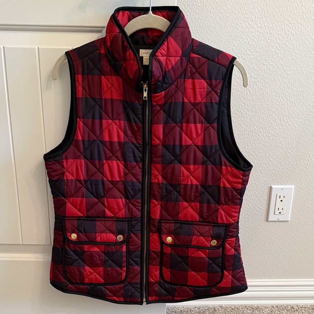 Red and Black buffalo check quilted vest